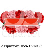 Clipart Of A Red And Pink Rose Design Royalty Free Vector Illustration