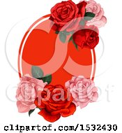 Poster, Art Print Of Red And Pink Rose Frame Design