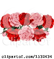 Clipart Of A Red And Pink Rose Design Royalty Free Vector Illustration by Vector Tradition SM