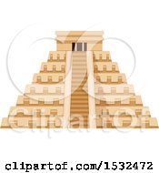 Clipart Of El Castillo Pyramid Royalty Free Vector Illustration