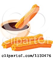 Clipart Of Churros And Chocolate Sauce Royalty Free Vector Illustration by Vector Tradition SM