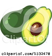 Clipart Of A Halved Avocado Royalty Free Vector Illustration