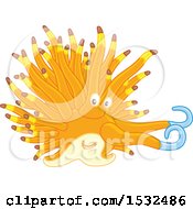 Clipart Of A Yellow Brown And Orange Sea Slug Nudibranch Royalty Free Vector Illustration by Alex Bannykh
