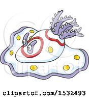 Clipart Of A Purple White Red And Yellow Sea Slug Nudibranch Royalty Free Vector Illustration