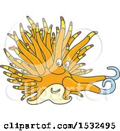 Clipart Of A Yellow Brown And Orange Nudibranch Sea Slug Royalty Free Vector Illustration by Alex Bannykh