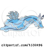 Clipart Of A Blue Sea Slug Royalty Free Vector Illustration