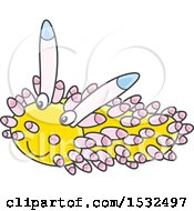 Clipart Of A Pink And Yellow Sea Slug Nudibranch Royalty Free Vector Illustration