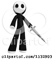 Clipart Of A Maskman Stabbing Holding A Sword Royalty Free Illustration