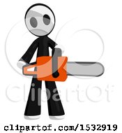 Clipart Of A Maskman Holding A Chainsaw Royalty Free Illustration