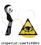 Clipart Of A Maskman Pissing On An Illuminati Symbol Royalty Free Illustration by Leo Blanchette
