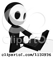 Clipart Of A Maskman Hacking On A Laptop Royalty Free Illustration by Leo Blanchette