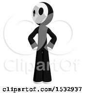 Clipart Of A Maskman With Hands On His Hips Royalty Free Illustration by Leo Blanchette