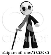 Clipart Of A Maskman Using A Cane Royalty Free Illustration