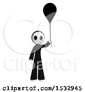 Clipart Of A Maskman Holding A Balloon Royalty Free Illustration