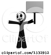 Clipart Of A Little Anarchist Protesting And Holding A Blank Sign Royalty Free Illustration