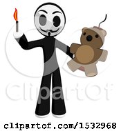 Little Anarchist Holding A Teddy Bear Bomg And A Match