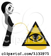 Clipart Of A Little Anarchist Pissing On An Illuminati Symbol Royalty Free Illustration