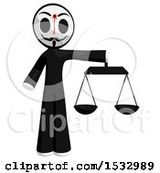 Poster, Art Print Of Little Anarchist With A Bleeding Shot In The Forehead Holding The Scales Of Justice