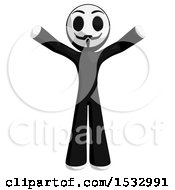 Clipart Of A Little Anarchist Holding Up His Arms Royalty Free Illustration by Leo Blanchette