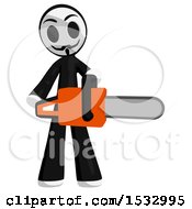 Clipart Of A Little Anarchist Holding A Chainsaw Royalty Free Illustration by Leo Blanchette