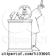 Poster, Art Print Of Lineart Black Male Politician Holding Up A Finger At A Podium