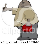 Black Man Holding A Gas Can And Hitchhiking