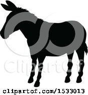 Clipart Of A Black Silhouetted Donkey Royalty Free Vector Illustration