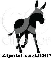 Clipart Of A Black Silhouetted Donkey Royalty Free Vector Illustration