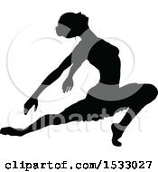 Clipart Of A Black Silhouetted Ballerina Dancing Royalty Free Vector Illustration
