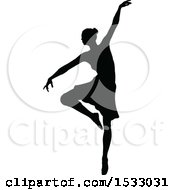 Poster, Art Print Of Black Silhouetted Ballerina Dancing