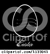Clipart Of A White Easter Egg And Text On Black Royalty Free Vector Illustration