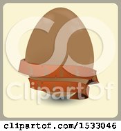 Chocolate Easter Egg With A Banner On Tan