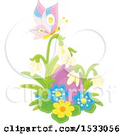 Poster, Art Print Of Purple Easter Egg With Flowers And A Butterfly