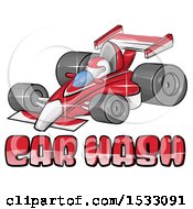Poster, Art Print Of Red Forumla One Race Car Over Car Wash Text
