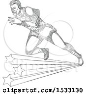 Poster, Art Print Of Zentangle Track And Field Athlete Sprinting Over Stars Black And White