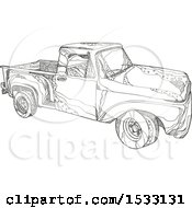 Poster, Art Print Of Zentangle Pickup Truck Black And White