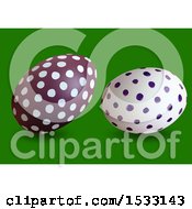 Poster, Art Print Of 3d Easter Eggs On A Green Background