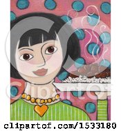 Clipart Of A Painting Of A Woman Holding A Hote Plate Of Adobo Royalty Free Illustration