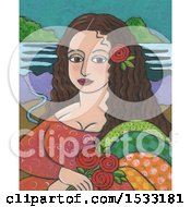 Painting Of Mona Lisa With Roses