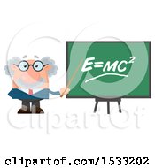 Poster, Art Print Of Male Science Professor Discussing Physics Holding A Pointer Stick To A Chalkboard