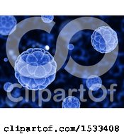 Poster, Art Print Of 3d Background Of Blue Virus Cells