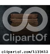 Clipart Of A 3d Blank Wood Sign On Stone Royalty Free Illustration