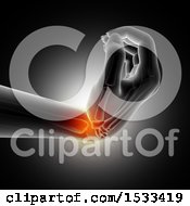 Clipart Of A 3d Human Wrist Xray Shown In A Bent Position With Highlighted Joint Royalty Free Illustration