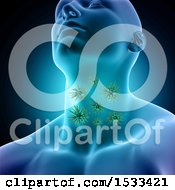 Poster, Art Print Of 3d Man With Visible Virus Cells In His Throat