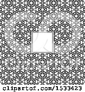 Poster, Art Print Of Blank Frame On A Black And White Pattern