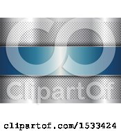 Poster, Art Print Of Blue Panel On A Perforated Metal Background