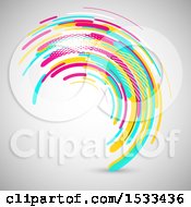 Poster, Art Print Of Retro Colorful Curve Design On Gray