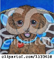 Clipart Of A Painting Of A Cute Little Dog Royalty Free Illustration