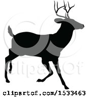 Poster, Art Print Of Black Silhouetted Deer Stag Buck