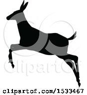 Clipart Of A Black Silhouetted Deer Doe Royalty Free Vector Illustration